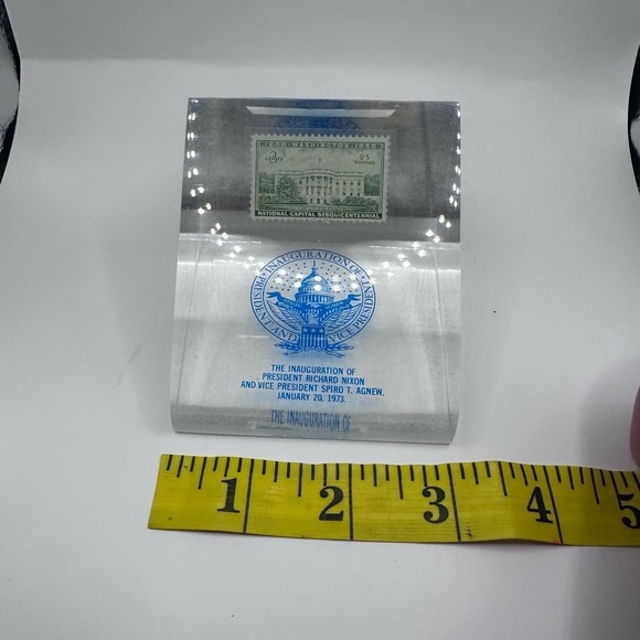 RARE Acrylic Lucite Right Angle Paperweight Nixon 1973 Inauguration - Picture 8 of 8